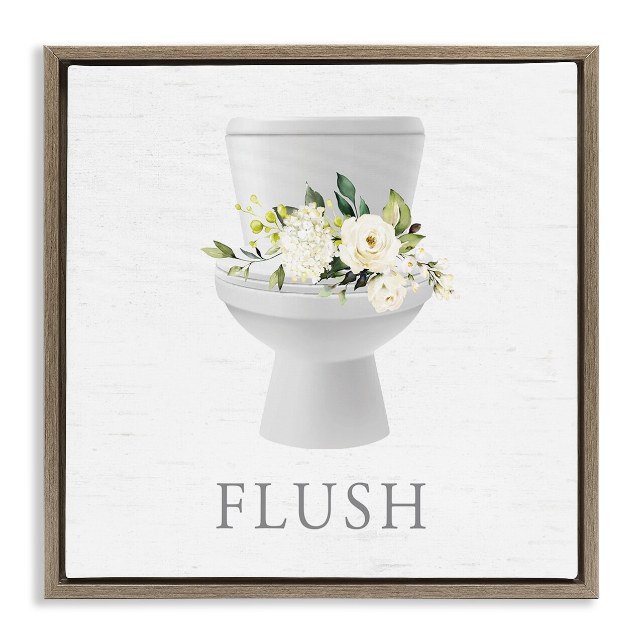 Stupell Industries Flush Floral Toilet Floating Frame By Lettered and Lined